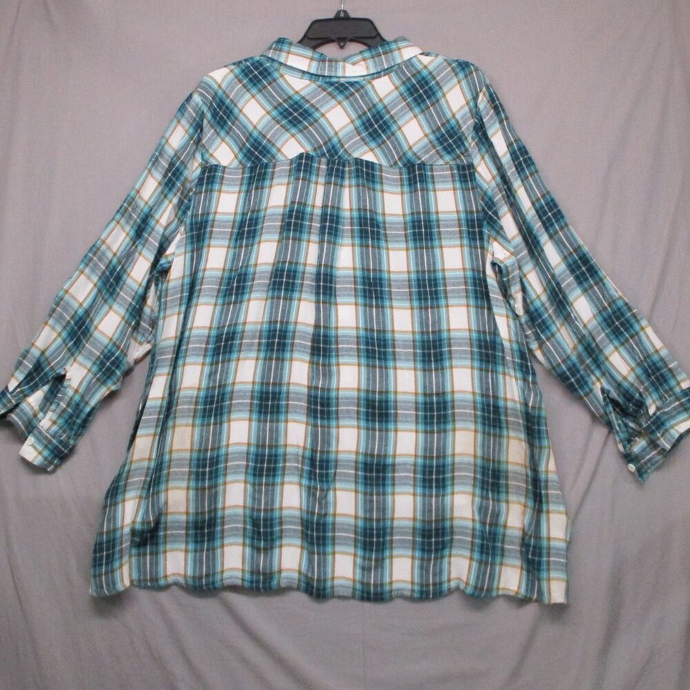 Lane Bryant Button Down Tunic Top Long Sleeve Plaid Blue Women Size | 24 - Picture 11 of 12